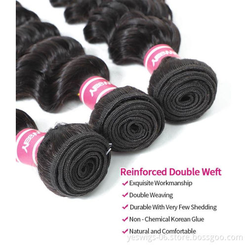 Peruvian Hair Deep Wave Hair 4 Bundles with Closure Remy Human Hair Weave Bundles With Closure Natural Color